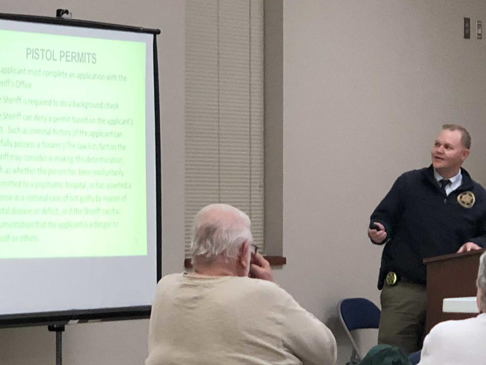 Josh Summerford presenting at the citizen's firearms safety class on January 22, 2019