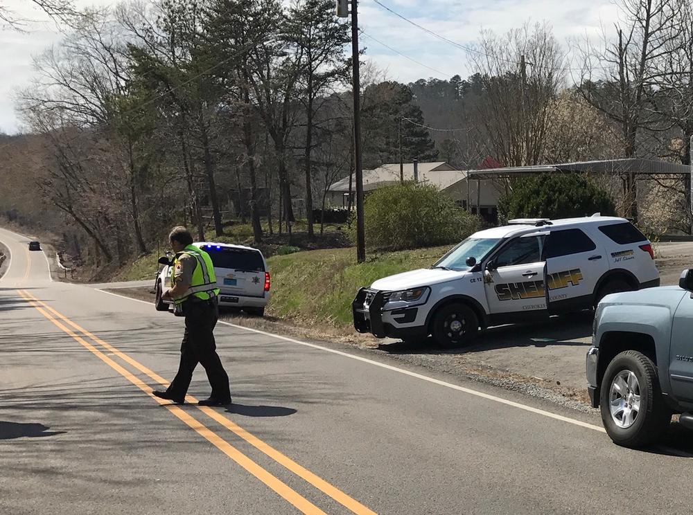 Sheriff Deputies setting up safety checkpoints