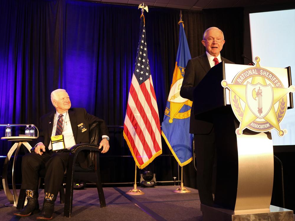 Attorney General Jeff Sessions presenting at the National Sheriffs' Association conference