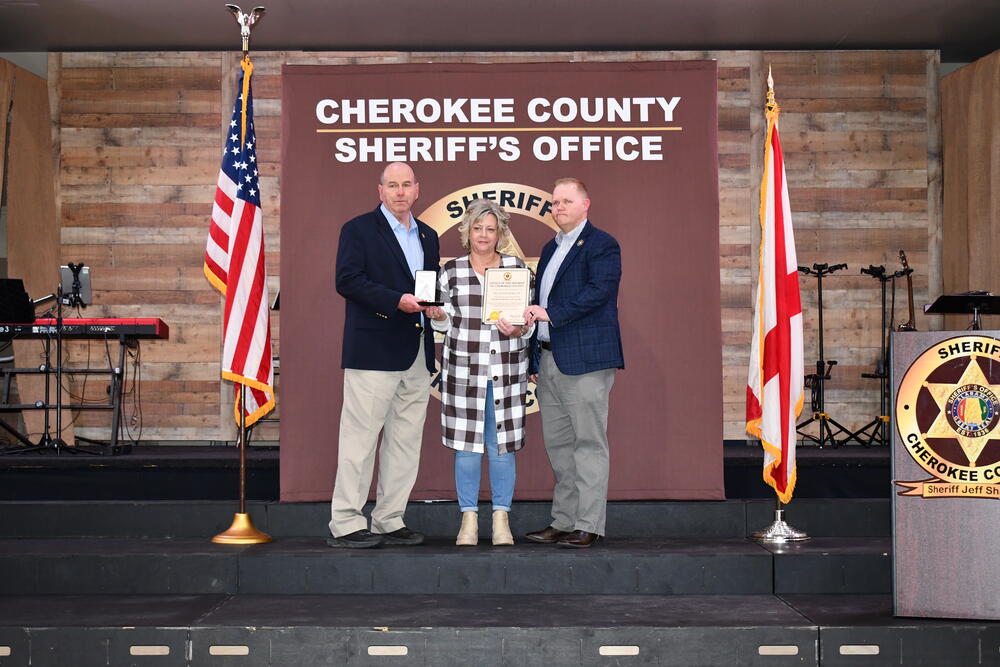 Cpl. Keith Morgan’s Wife, Leanna, accepting the Medal of Valor 