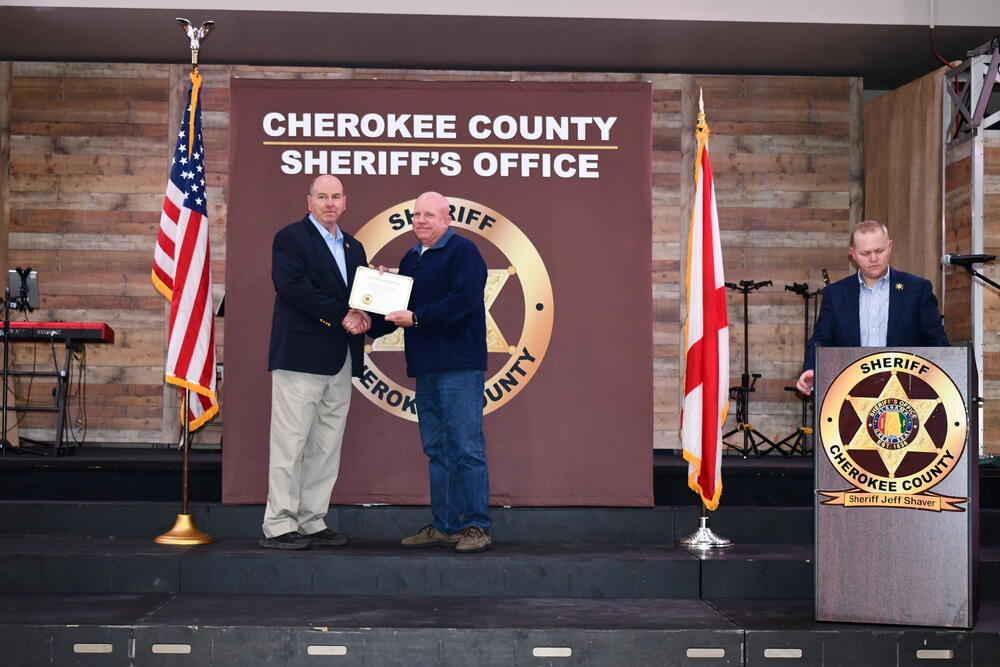 Cpl. Mike Farrell was awarded for having 32 Years of Service in Law Enforcement 